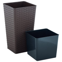 Вазон "Ротанг" квадратний 16x16x30 см Темно-Коричневий 115039/3