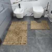 Килимки у ванну "Standard" 60x100 і 60x50 см з вирізом, Бежевий Геометрія 1000009634
