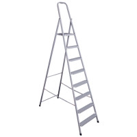 Драбина STEEL HOME 8 сходинок труба 3x2x0,8 см 255x61x9 см H1,79 м 11 кг EUROGOLD 218