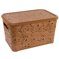 Контейнер "Ажур" з кришкою 7,5 л 20x30x16 см Коричневий PB-0012/6