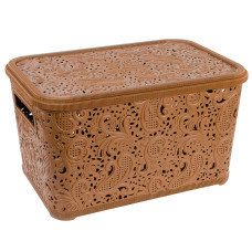 Контейнер "Ажур" з кришкою 7,5 л 20x30x16 см Коричневий PB-0012/6