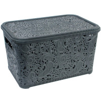 Контейнер "Ажур" з кришкою 7,5 л 20x30x16 см Темно-Сірий PB-0012/7