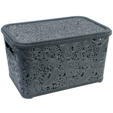 Контейнер "Ажур" з кришкою 7,5 л 20x30x16 см Темно-Сірий PB-0012/7