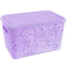 Контейнер "Ажур" з кришкою 7,5 л 20x30x16 см Бузковий PB-0012/8