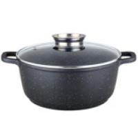 Каструля кругла 5,6 л литий алюміній, покриття Black Marble, кришка скло VZ8012