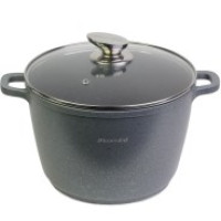 4427  Кастрюля 24cm. 6,2л. Высокая из литого алюм. с антипр. покр. "Гранит" и стекл. крышкой