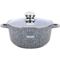 Каструля кругла 24x11 см 4,5 л литий алюміній, Gray marble, кришка скло VZ8043