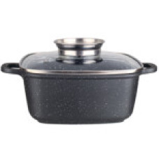 Каструля квадратна 24x10 см 4,5 л литий алюміній, Black Marble, кришка скло VZ8009