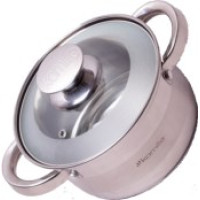 4518S  Кастрюля 2.9л. нерж. с крышкой с сатиновым напылением и полыми ручками