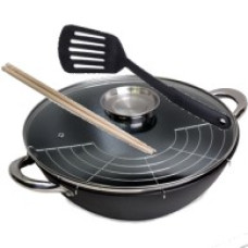 Казан чавун, "Wok", 3,6л, з антипр, покр, з АРОМО кришкою, з лопаткою, з сіткою і 2 паличками 4806MR