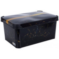 Контейнер з кришкою з декором 5 л 28x18x14 см Чорний Мармур KP0646BM