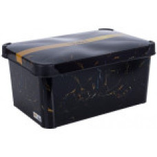 Контейнер з кришкою з декором 5 л 28x18x14 см Чорний Мармур KP0646BM