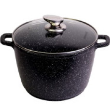 4407  Кастрюля глубокая 24*16,5cm. 6,2L. алюм. с антипр. покрыт. "чёрный мрамор" и стекл. крышк.